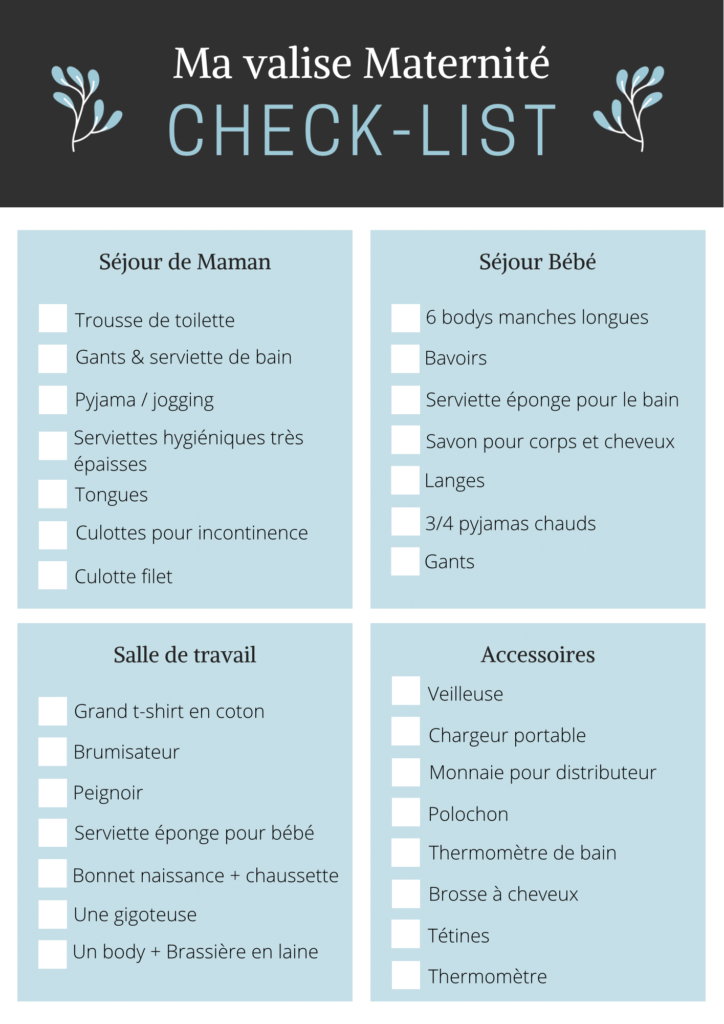 Ma valise maternité checklist